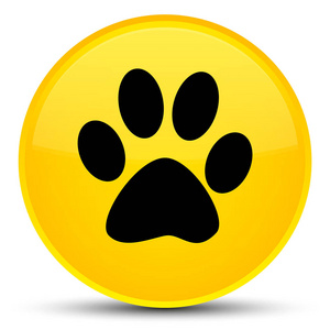 动物足迹图标特殊黄色圆形按钮