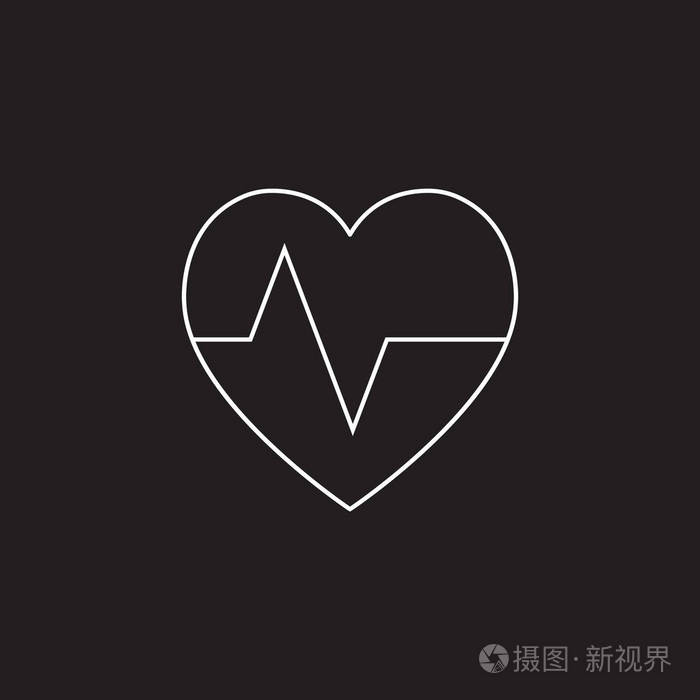 心跳符号.心脏跳动脉冲线图标, 轮廓向量日志