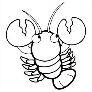 白色背景下卡通龙虾的矢量插图