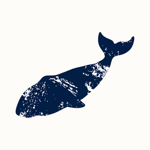 弓头鲸.北极的生活.浅色背景上孤立的鲸鱼.您设计的的徽标.油墨.