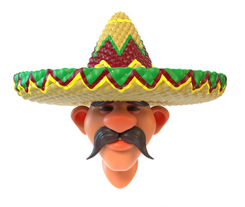 墨西哥与帽3d 渲染