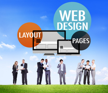 商界人士与 Web 设计概念