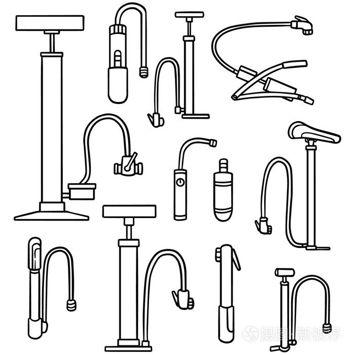 向量集的自行车打气筒插画-正版商用图片0elmvp-摄图新视界