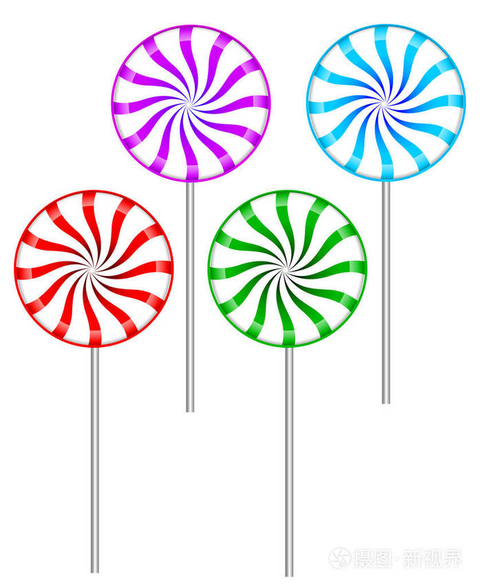 棒棒糖集合.糖果棒与扭曲的设计上.矢量图