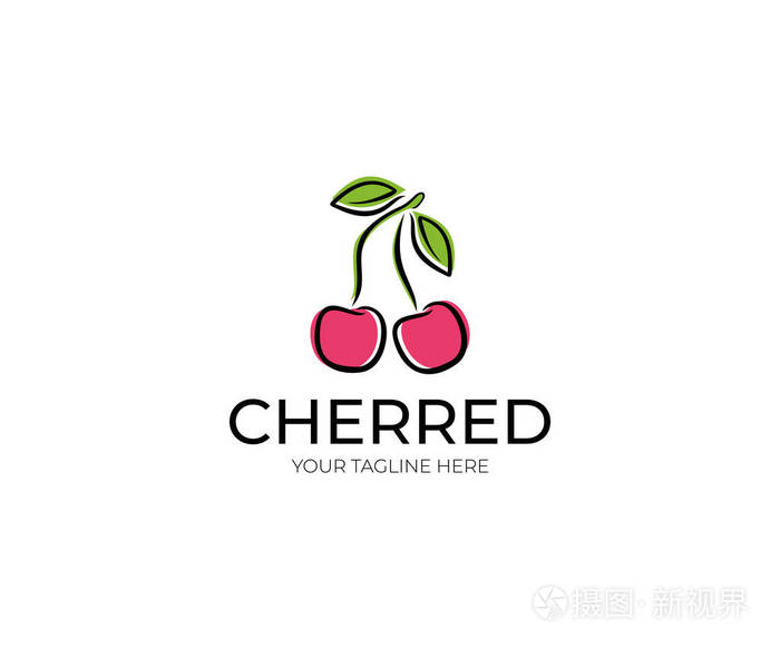 樱桃徽标模板水果矢量设计果实插图