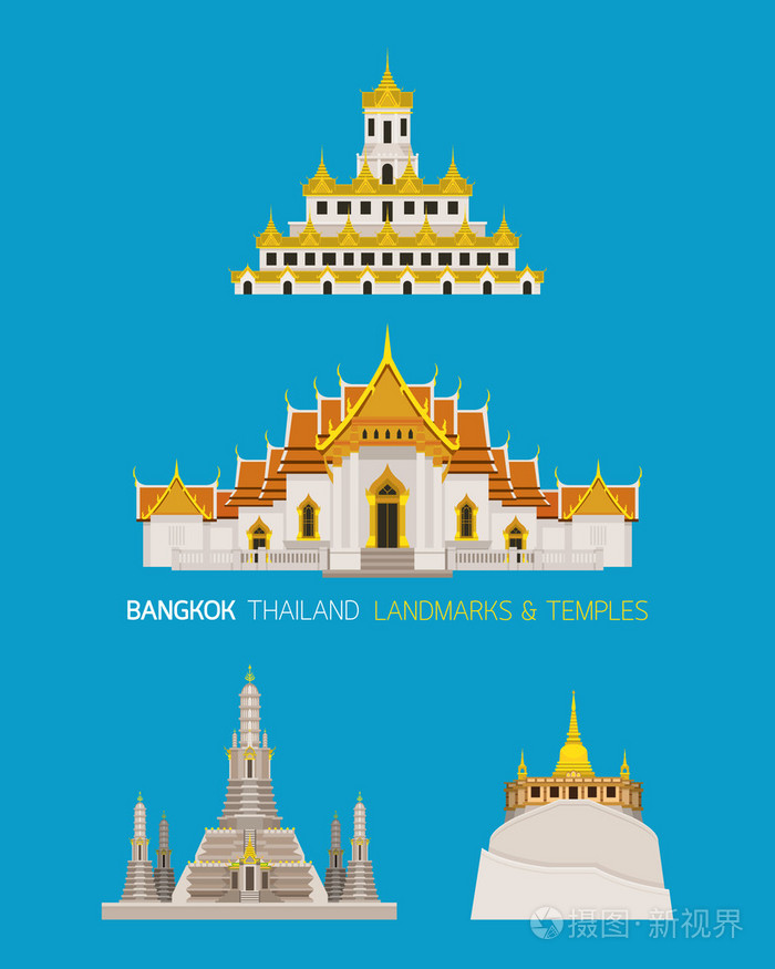 泰国寺庙地标对象集