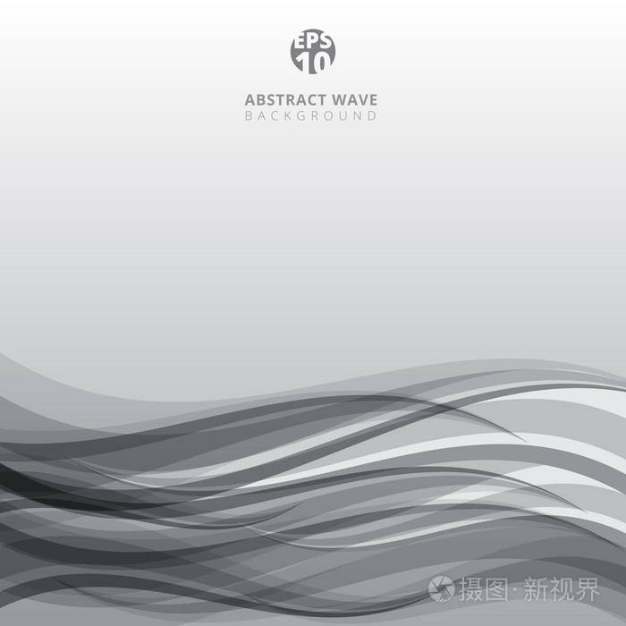 灰色backgr 上的抽象黑和白曲线纹波插画-正版商用图片0elxsa-摄图新
