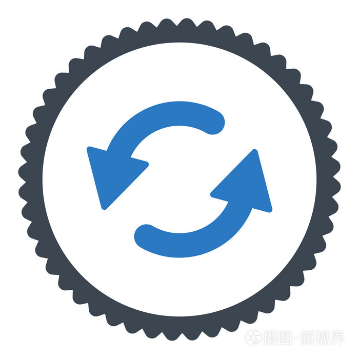 刷新 ccw 平面平滑蓝色圆形邮票图标