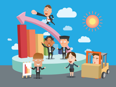 编号2018消防风机为他团队矢量图卡通人物欢呼卡通人物群体的矢量插图