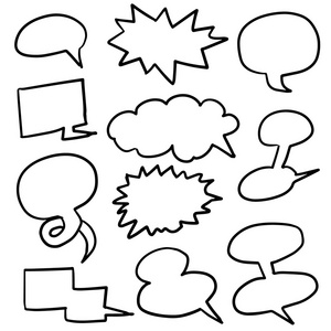 小组聊天泡沫商人交谈讨论沟通向量组的幽默的演讲,气泡文本符号显示