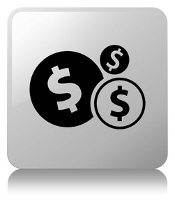 财务美元符号图标白色方形按钮