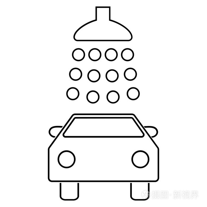 洗车轮廓矢量图标插画-正版商用图片0em7zo-摄图新视界