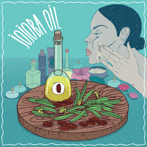 霍霍尔姆霍霍巴油用于皮肤护理照片