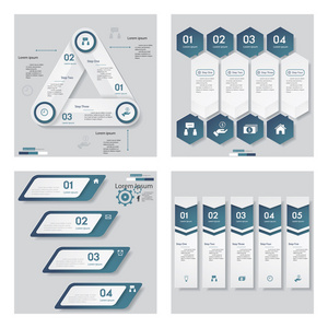 4 蓝色模板图形或网站布局的集合
