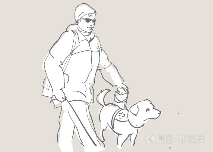 技法和导盲犬矢量