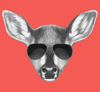带着太阳眼镜的小鹿画像