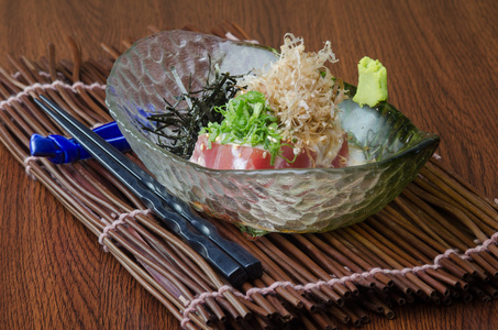 日本料理。生鱼片的背景