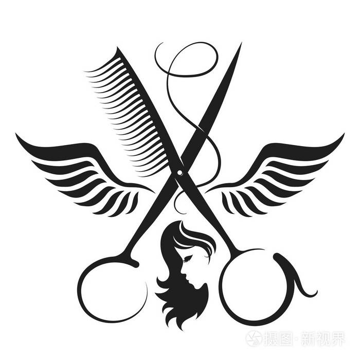 美容美发用剪刀和翅膀符号插画-正版商用图片0emqmj-摄图新视界
