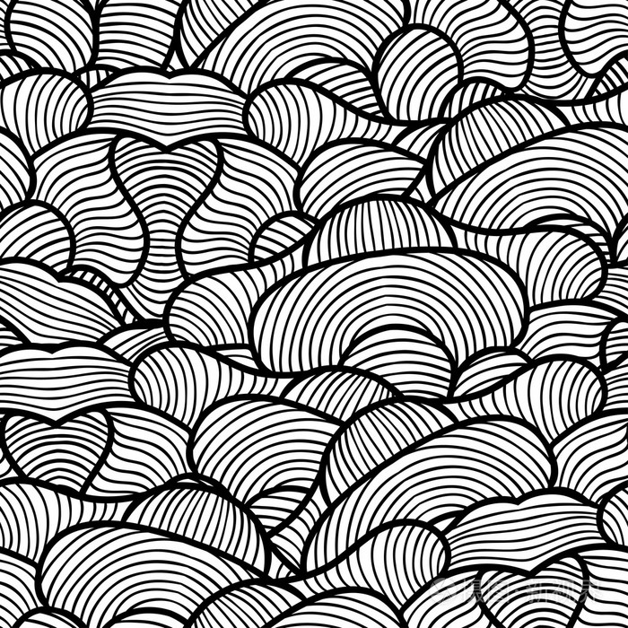 无缝模式与手绘波浪线条艺术