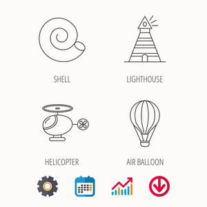 灯塔 空气气球和直升机图标