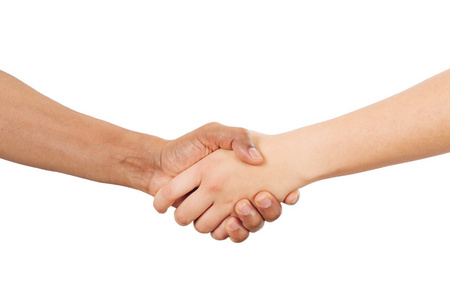 黑人平等黑人和白人女子握手照片