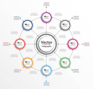 图表设计模板可用于工作流布局图表数字选项网页设计。图表业务概念, 8 个选项, 零件, 步骤或过程。矢量 eps 10