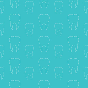 牙科模式蓝色背景上的白色牙齿.矢量牙科无缝模式照片