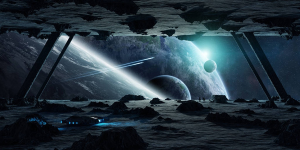 探索小行星宇宙飞船3d 渲染元素