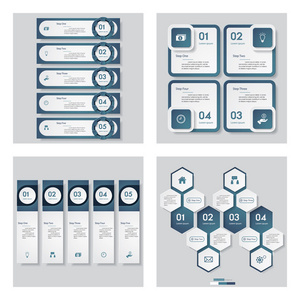 4 蓝色模板图形或网站布局的集合