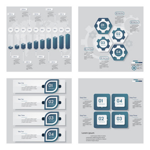 4 蓝色模板图形或网站布局的集合
