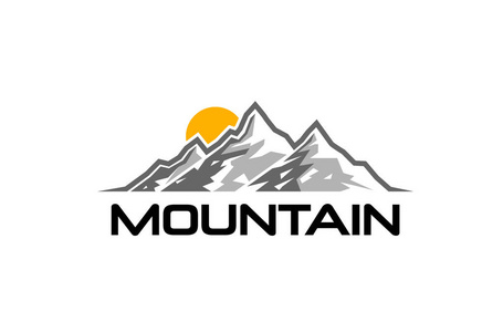 创意山日出标志设计符号插图照片