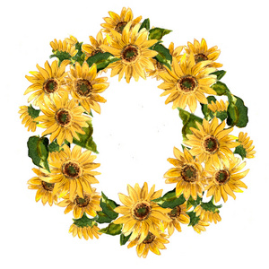 黄色的向日葵花环照片