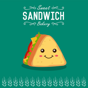 矢量三明治卡通人物插画照片
