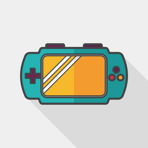 键盘游戏机掌上游戏机平面图标与长长的影子,eps10照片