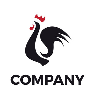 符号标志标志插图公鸡与空白符号滑雪板上的蓝色公鸡.