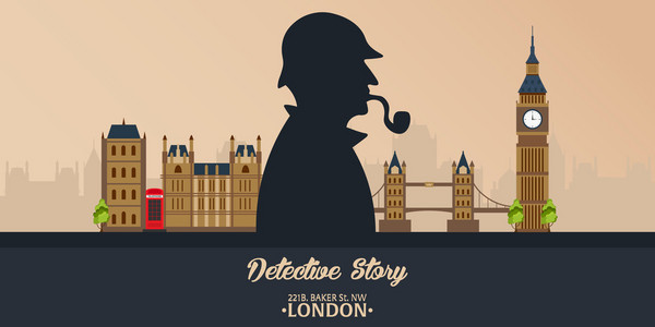 侦探的插图.夏洛克  福尔摩斯的插图.贝克街 221b.伦敦.大禁令照片