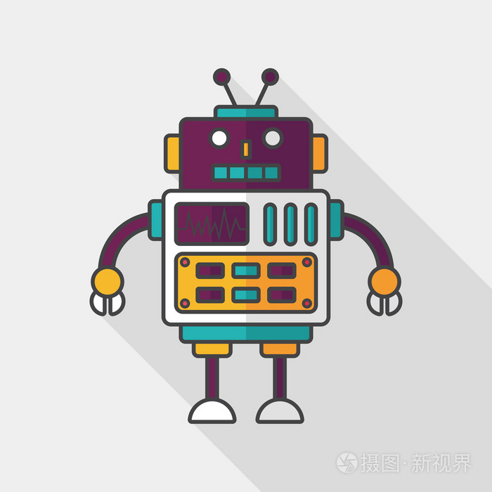 带有长长的影子,eps10 机器人概念平面图标