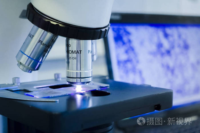 实验室显微镜.实验室的科研.显微镜下细菌的研究