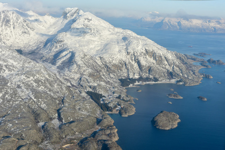 空中视图罗弗敦群岛，挪威