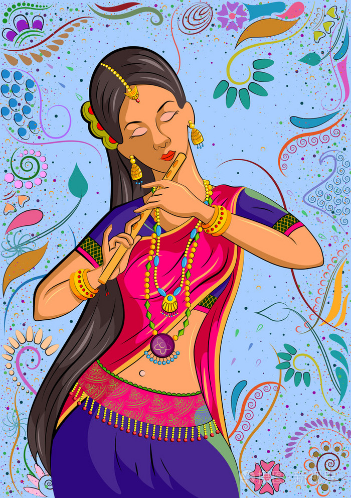 传统的印度女人跳舞的姿势