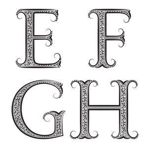 E F G H 复古图案字母