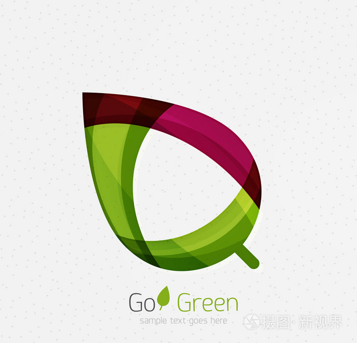 绿色概念，几何设计生态叶