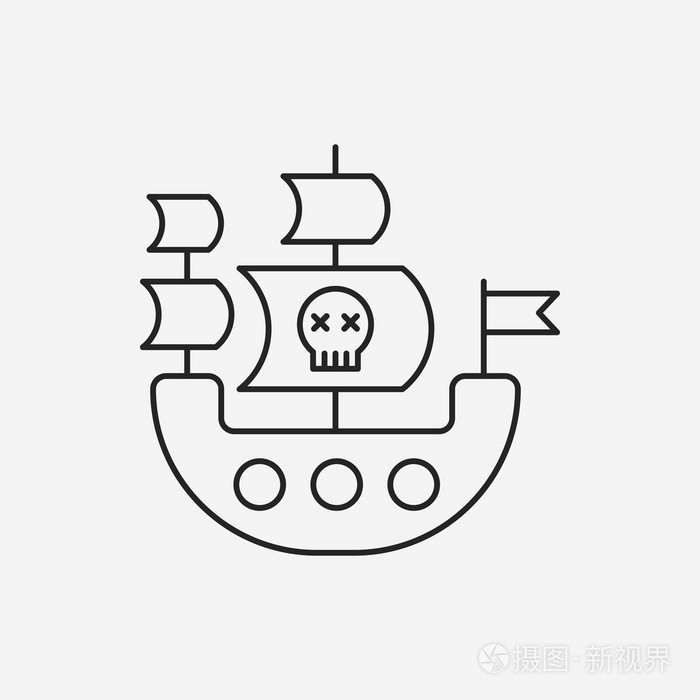 海盗船线图标插画-正版商用图片0eoirk-摄图新视界