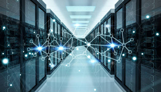 服务器机房中心交换网络数据3d 渲染照片