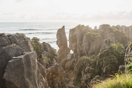 Punakaiki 煎饼岩石和气孔, 西海岸, 新西兰