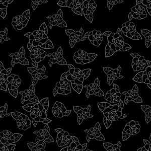 玫瑰的黑色剪影图片