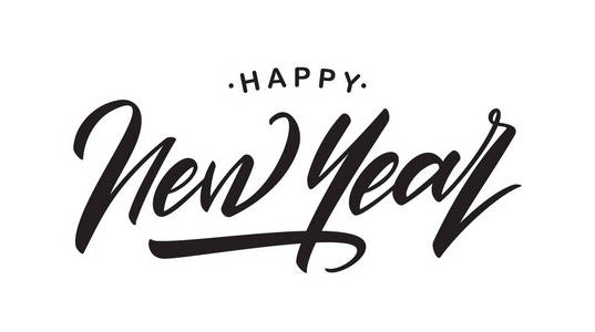 手写的老式字体的新年快乐图片