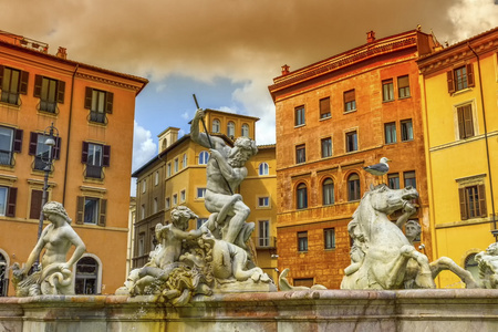 海神喷泉，喷泉的海王星，纳沃纳广场，罗马，意大利