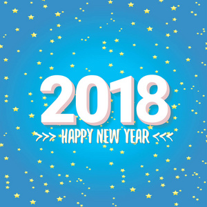 2018 快乐新年创意设计蓝色贺卡