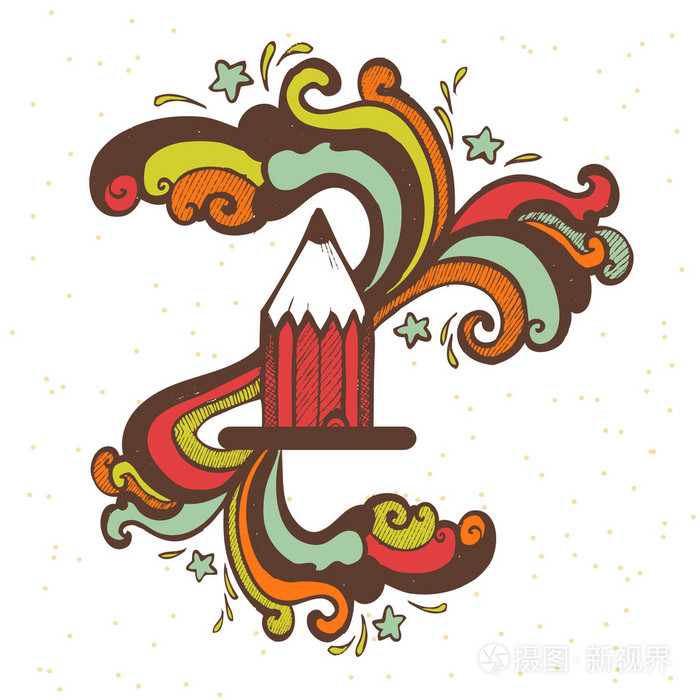 创作理念手绘的铅笔线条创造力和灵感的过程